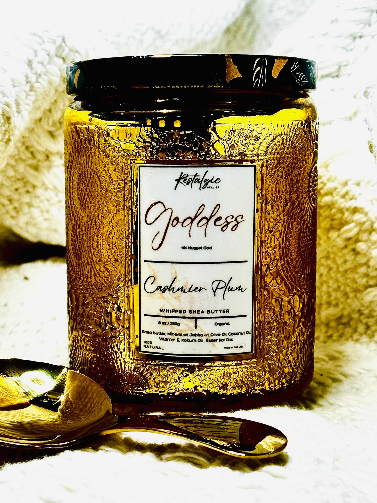 Unleash Your Inner Goddess with our Divine Glimmer Body Butter - With Gold Spoon Restalgic Atelier